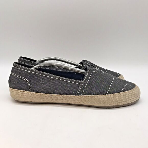 Maui Island Shoes - Maui Island Women's 8.5M Gray Canvas Slip On Tiki Shoes Espadrille Comfort Flats